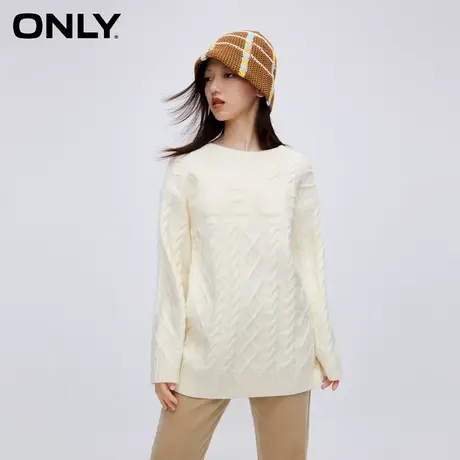 【直播专享】ONLY学院风简约休闲宽松圆领针织衫女商品大图