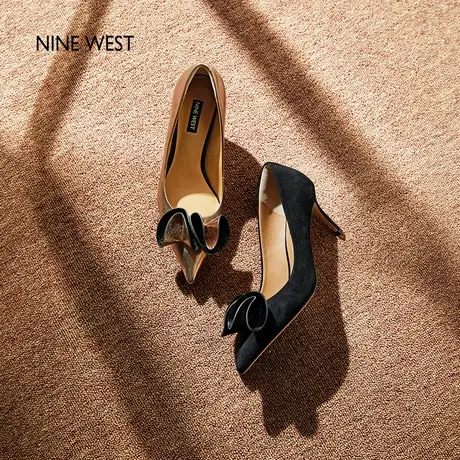 【商场同款】Nine West/玖熙高跟鞋女秋金色佳人婚鞋细跟单鞋宴会图片