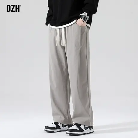 男士灰色裤子男夏季薄款2023新款休闲直筒阔腿裤百搭长裤宽松坠感商品大图