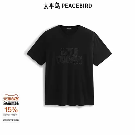 【商场同款】太平鸟男装T恤25夏季新款重磅刺绣短袖潮 B1CNF2422&商品大图