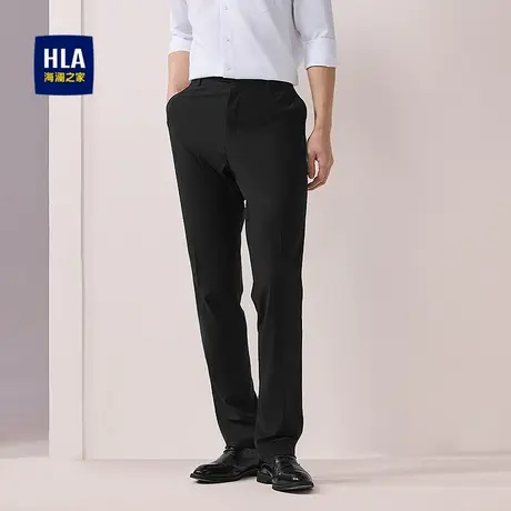 HLA/海澜之家黑色直筒西装裤25春夏季新款商务休闲刺绣长裤子男士图片