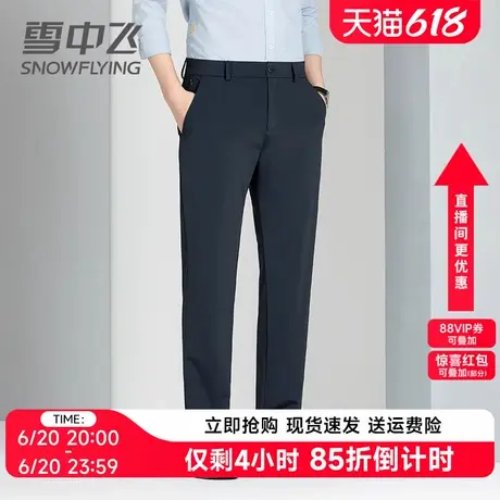 雪中飞冰丝西裤男2025年夏季新款高级垂坠感弹力透气直筒休闲长裤商品大图
