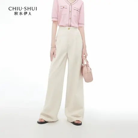 【晶晶姐妹专属】秋水伊人时尚通勤休闲裤夏女装高腰直筒显瘦长裤商品大图