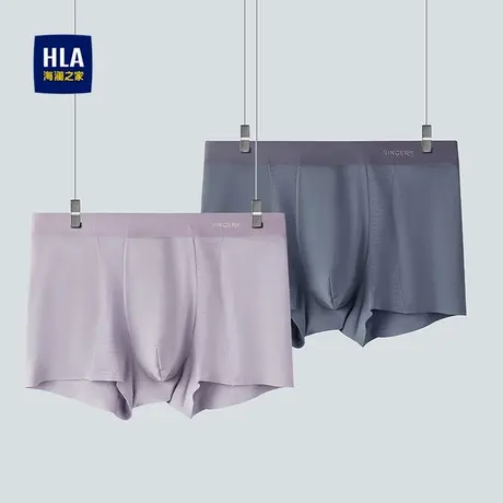 HLA/海澜之家撞色印花平脚短裤25新弹力腰间柔软服帖两条装短裤男商品大图