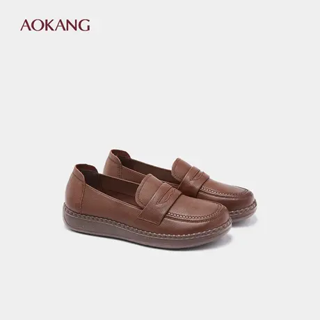 奥康 女鞋2025春秋新款皮鞋女款中年鞋子舒适平底乐福鞋软底单鞋商品大图