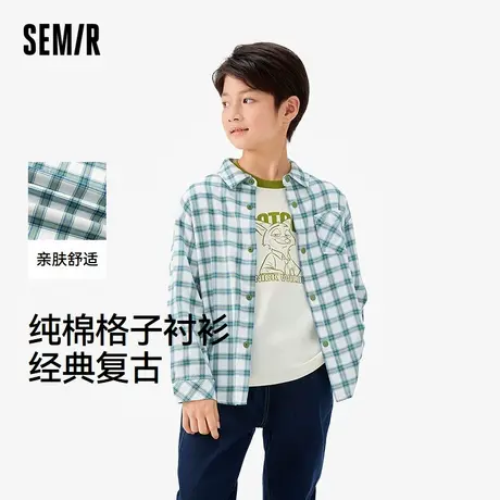森马儿童2025年秋季男中童格子衬衫纯棉商品大图