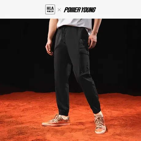 HLA/海澜之家POWER YOUNG休闲裤2023秋季新款松紧腰束脚口卫裤男图片