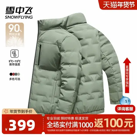 雪中飞【90%鸭绒】冬季男装日常百搭外套舒适立领开衫男士羽绒服W商品大图