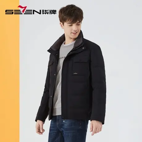 【白鸭绒】柒牌清仓羽绒服男冬季新款可拆羊羔毛领工装保暖外套商品大图