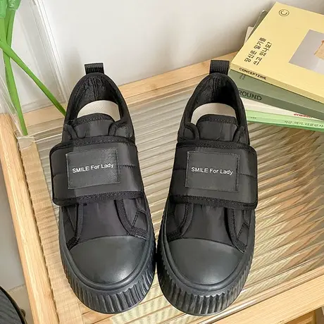 Betoo 小香风面包鞋加厚板鞋饼干百搭魔术贴懒人2022年秋冬新款鞋商品大图