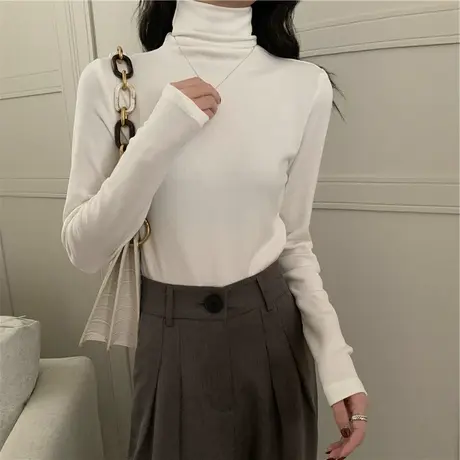 2023年春秋冬季新款早秋内搭洋气高领打底衫ins风长袖t恤女装上衣图片