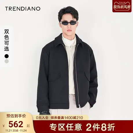 TRENDIANO官方男装秋季新款休闲翻领飞行员夹克外套潮牌男士商品大图