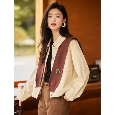 时尚夹克牛仔外套2023年秋季新款女士气质宽松显瘦通勤百搭上衣商品大图