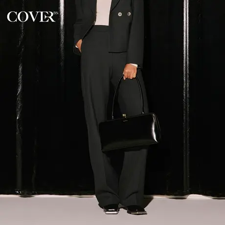 COVER冬季精纺羊毛轻盈中高腰阔腿裤商品大图