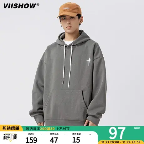 VIISHOW秋季新款连帽卫衣男士美式潮流宽松休闲印花外套男款春秋商品大图