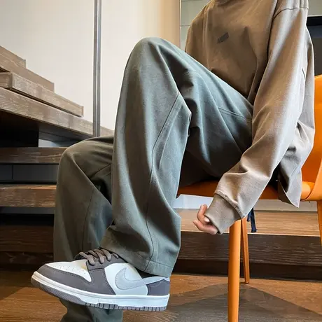 美式工装裤男秋冬款纯棉直筒裤痞帅男生裤子秋季宽松运动休闲长裤商品大图