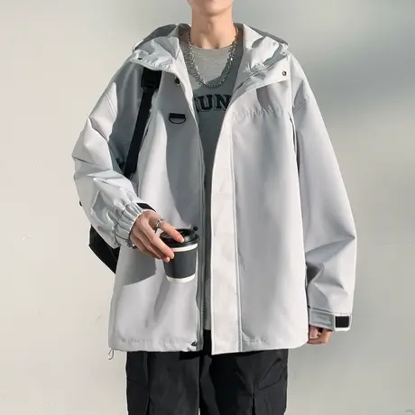 美式冲锋衣外套男春秋季2023新款潮牌大码日系户外机能风工装夹克商品大图