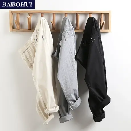 青年九分裤男士夏季新款修身帅气小脚休闲裤子男韩版潮流哈伦裤薄图片