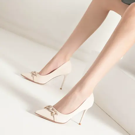 高跟鞋女2023年新款性感细跟尖头法式春款网红气质职业工作单鞋子图片