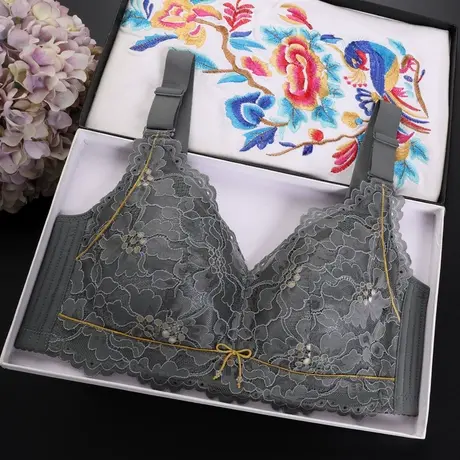 内衣女薄款大胸显小bra全罩杯防下垂收副乳胸罩调整型无钢圈文胸商品大图