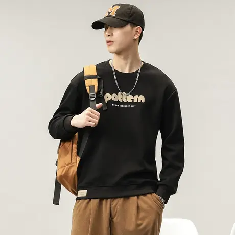 青少年潮牌男装加绒百搭潮流高档男士卫衣多色圆领长袖潮流卫衣商品大图