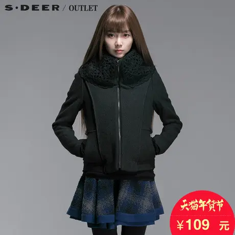 s.deer圣迪奥女装钩花立领女士短上衣S13482210图片