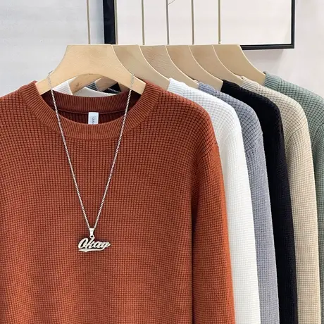 羊毛男士打底衫长袖秋季2023新款宽松潮流外穿圆领毛衣男薄款春秋图片