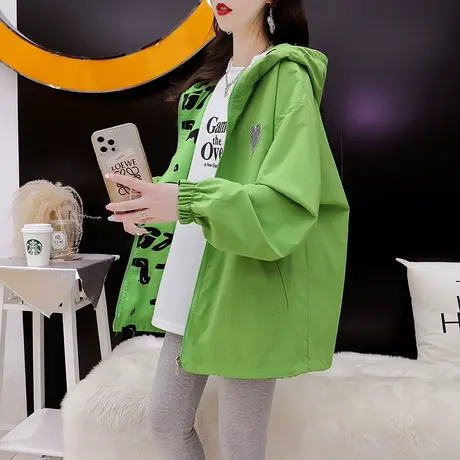 慵懒风两穿连帽工装外套女2022新款秋冬季宽松休闲百搭设计感上衣商品大图