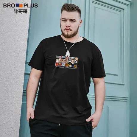 胖哥哥男装大码短袖中国风红色T恤男宽松加肥加大半袖胖子体恤衫商品大图