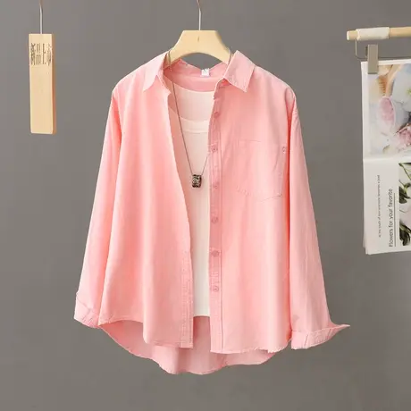 糖果色衬衫女休闲洋气2024春秋季新款上衣宽松高级设计感小众衬衣图片