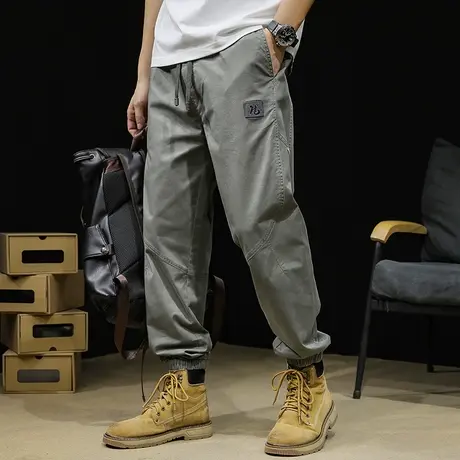 潮牌休闲裤男春夏2024新款春秋拼接弹力男士裤春季束脚工装裤子男商品大图