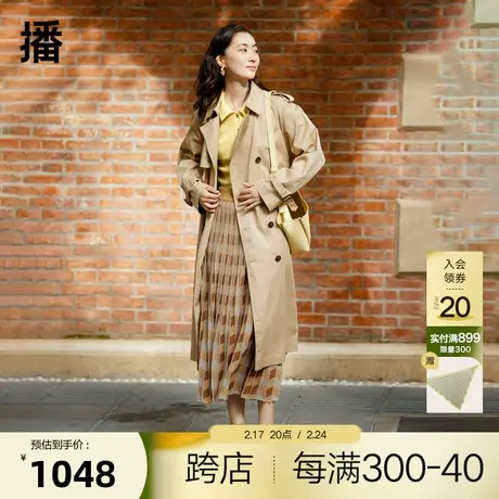 播商场同款风衣春季新品新品双排扣腰带装饰女BDQ3FD0179商品大图