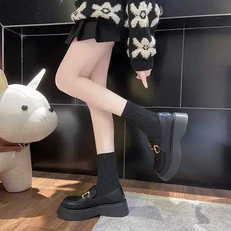 小众女靴马丁靴女2024新款秋冬保暖内增高瘦瘦靴mona同款切尔西靴商品大图