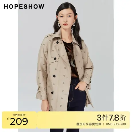 红袖outlets设计感提花大翻领短风衣2022秋季款炸街通勤气质外套商品大图