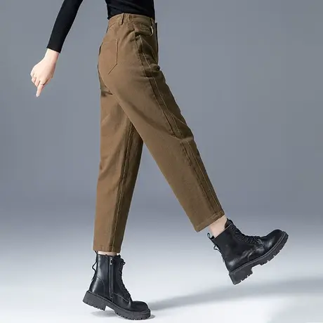 咖色哈伦裤女2023新款秋冬女裤老爹萝卜裤秋季妈妈裤子休闲九分裤商品大图