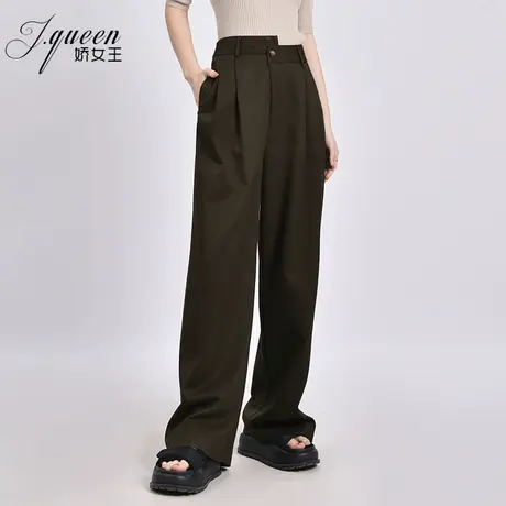 西装阔腿裤女2023秋季复古高级感高腰宽松垂感休闲直筒拖地长裤子商品大图
