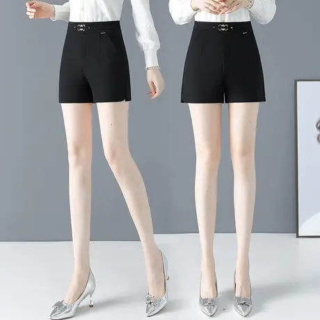 今年早秋休闲短裤女新款A字显瘦三分西装裤高腰时尚大码阔腿热裤图片