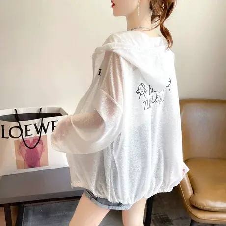 户外透气冰丝防晒衣女夏季韩版宽松薄款后背印花防晒服外套空调衫图片