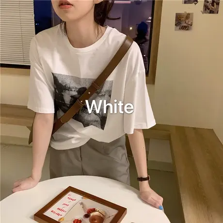 纯棉短袖t恤女夏装原宿BF港风欧货半袖打底小衫学生宽松大码上衣商品大图
