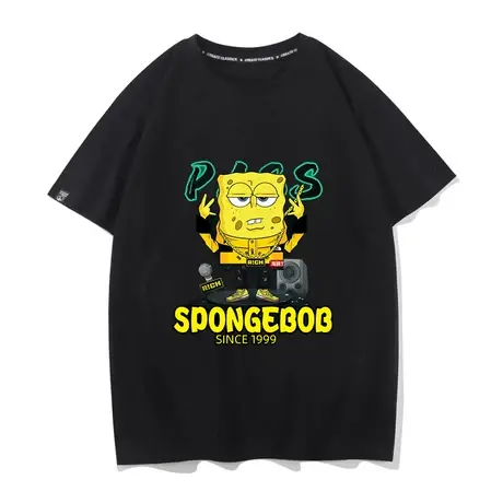 嘻哈说唱恶搞海绵宝宝派大星章鱼哥周边动漫情侣装T恤男短袖商品大图