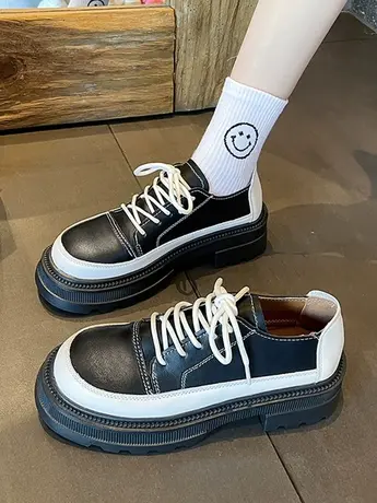 鞋子女2023年新款秋季爆款单鞋厚底百搭小众复古乐福小皮鞋英伦风商品大图