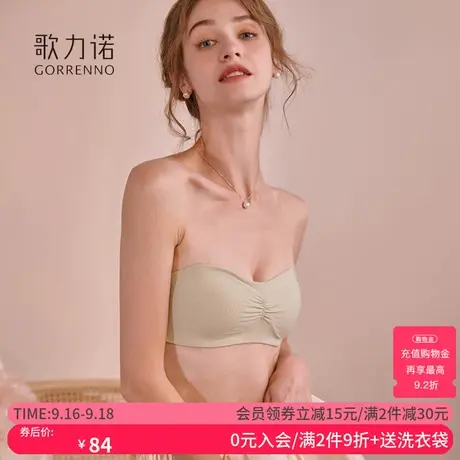 歌力诺抹胸式内衣女薄款无肩带钢圈裹胸无痕隐形小胸聚拢文胸套装商品大图