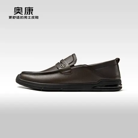 奥康男鞋春秋季新款羊皮舒软乐福鞋男商务真皮舒适休闲皮鞋商品大图