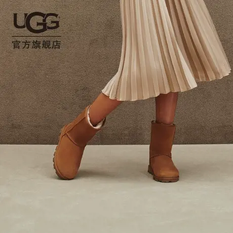 UGG秋季女士舒适时尚纯色圆头平底经典休闲短筒靴雪地靴 1115032图片