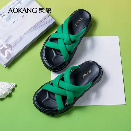 奥康女鞋 潮流夏季气质时尚休闲女凉鞋溶解底厚底凉拖夏季外穿图片