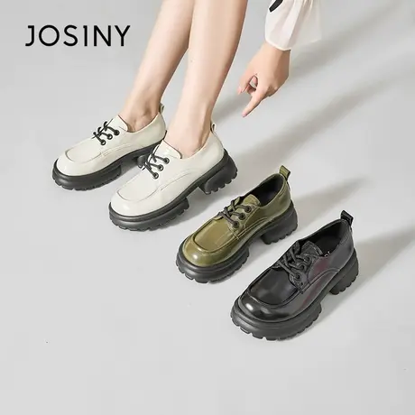 Josiny/卓诗尼乐福鞋2023秋季新款法式百搭厚底一脚蹬配裙子单鞋商品大图