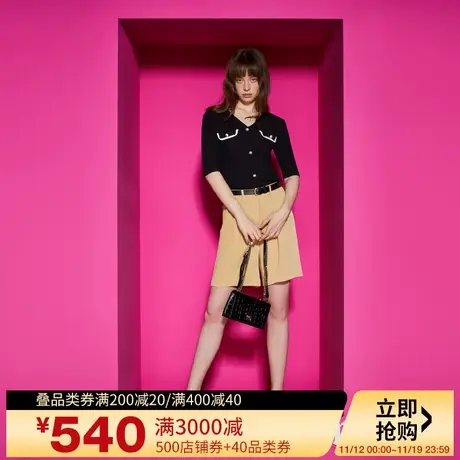 Juicy Couture橘滋2023新款复古撞色袋边开襟女针织衫商品大图