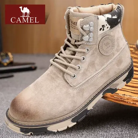 Camel/骆驼男鞋秋冬季高帮平跟系带潮流户外休闲靴马丁靴子图片