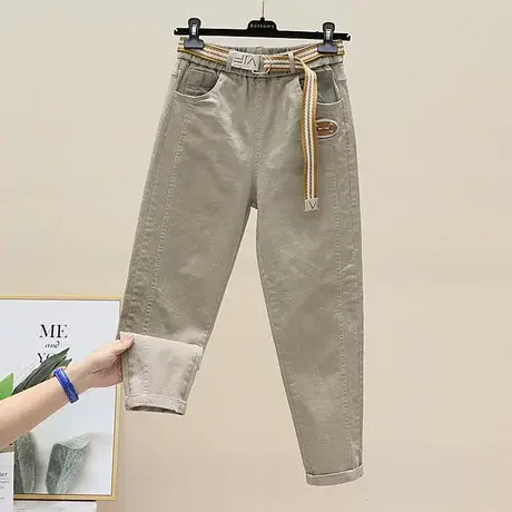 高腰牛仔裤女春秋宽松小脚萝卜裤2023年新款潮哈伦老爹裤子九分裤图片