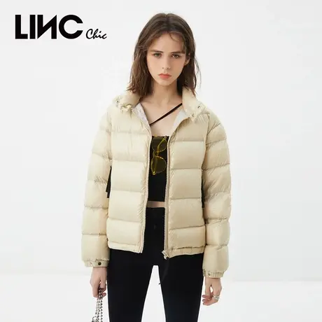 商场同款LINC金羽杰2023冬新款反季女款面包服短款轻薄羽绒服女商品大图